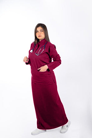 Linen scrub with skirt for female