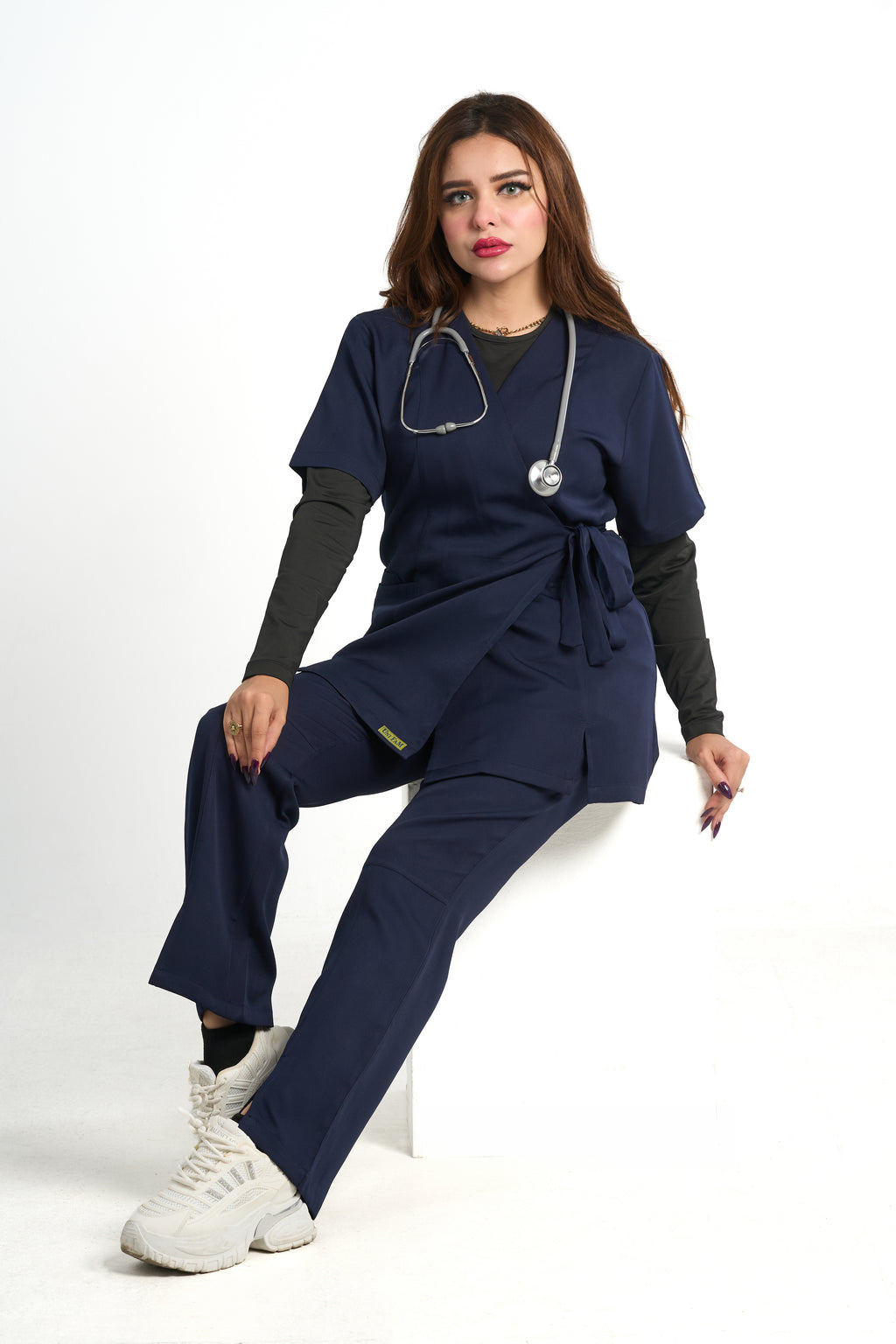 Women's Nano Side-Tie Short-Sleeve Medical Scrub Set