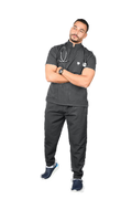 Men's Linen Half-Collar Medical Scrub Set – Style S106 – transparent product image