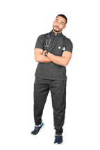 Men's Linen Half-Collar Medical Scrub Set – Style S106 – transparent product image