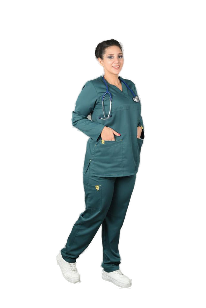 Women's Nano Anti-Bacterial Long-Sleeve Scrub Set – Style 0016 – transparent product image