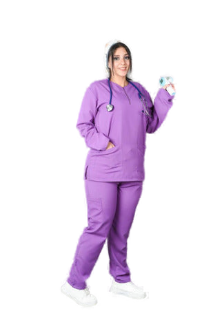Women's Linen Zipper Medical Scrub Set – Style S210 – transparent product image